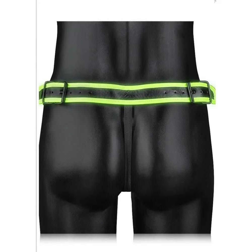 🦋B2G1🦋OUCH! Glow in the Dark NEON GREEN Bonded Leather Buckle JOCK STRAP | S/M